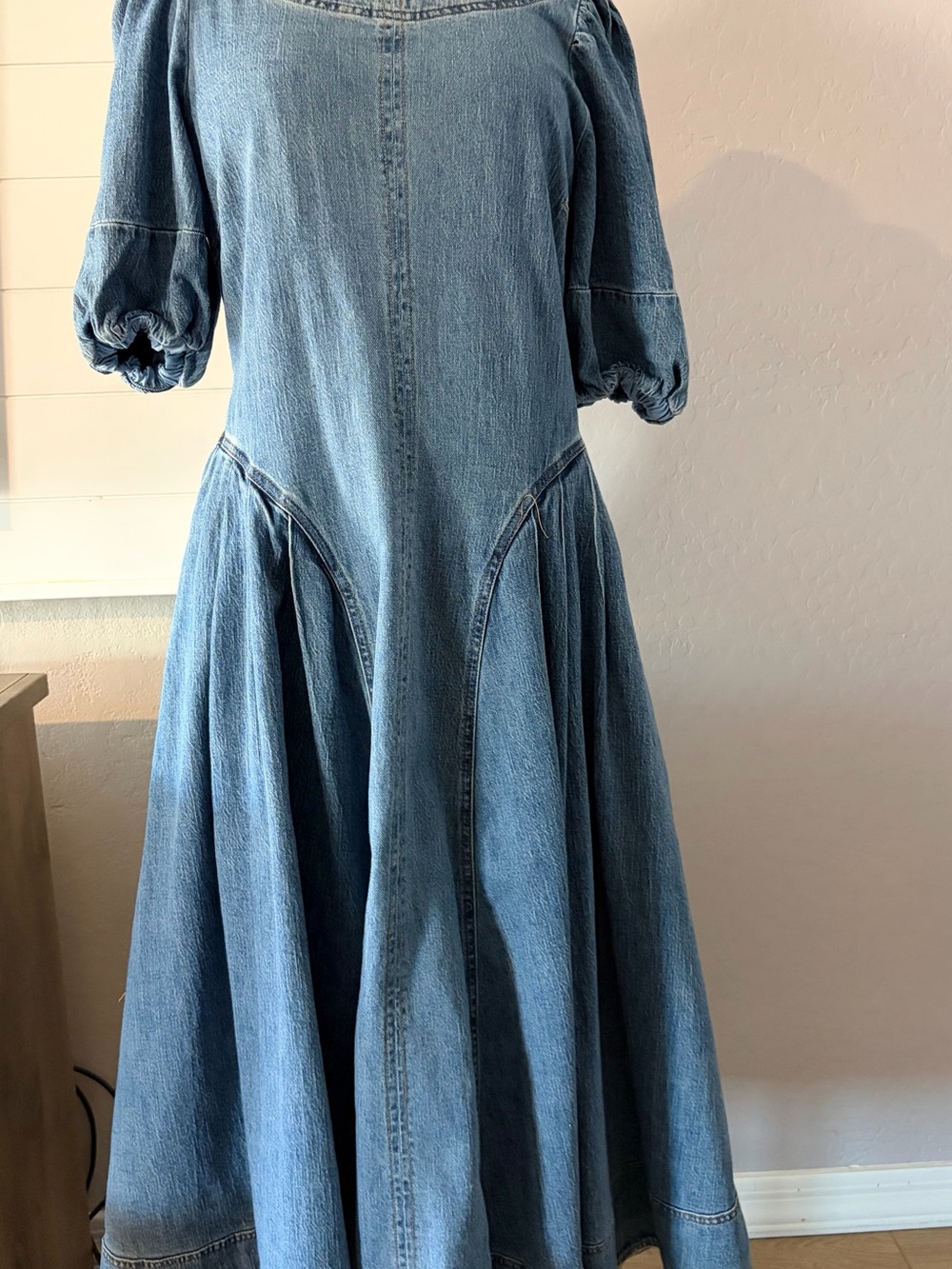 Pilcro Denim Puff-Sleeve Midi Dress - Blue - Picture 4 of 7
